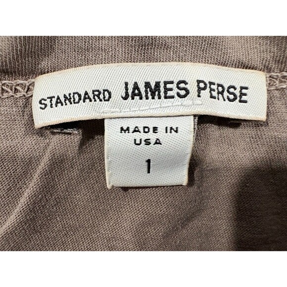 Standard James Perse Brown Cotton Crew Short Sleeve T-shirt Sz 1 Small USA Flaw - Picture 5 of 9